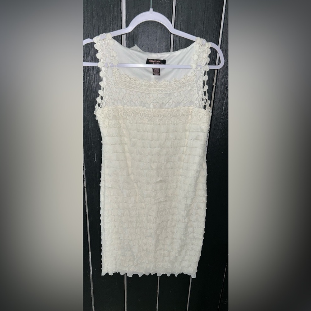 ❤️BOHO BODYCON White Lace & Ruffle Mini Dress❤️ - Picture 6 of 7